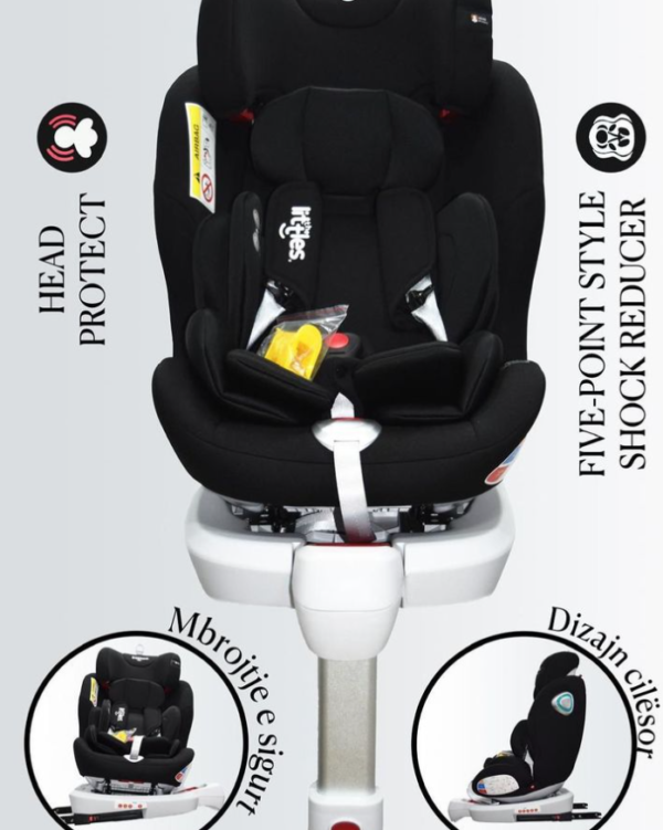 Auto Karrikë 360° me Isofix Komoditet dhe Siguri e Lartë për Fëmijën Ngjyra e Zezë dhe Dizajn Cilësor