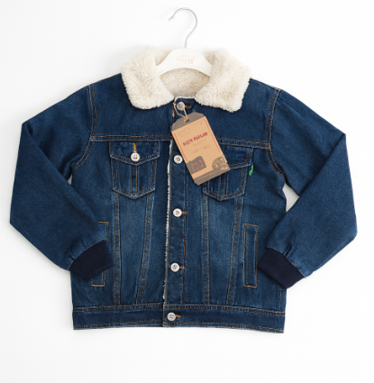 Xhaketë Xhinsi Unisex me Jakë Peliçe – Stil Klasik & Ngrohtësi