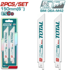 TOTAL Reciprocating Saw Blade Set 150mm për Metal – 2 Copë