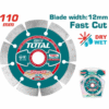 TOTAL Diamond Cutting Disc 110mm (TAC2111101) – Disk Universal Industrial për Beton dhe Gur, Fast Cut Dry/Wet"