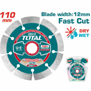 TOTAL Diamond Cutting Disc 110mm (TAC2111101) – Disk Universal Industrial për Beton dhe Gur, Fast Cut Dry/Wet"
