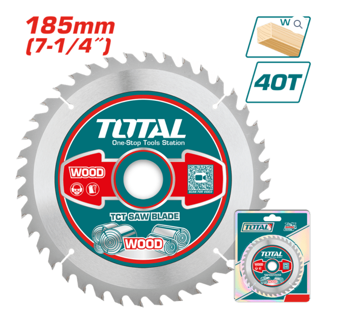 TOTAL TCT Saw Blade për Dru – 185mm