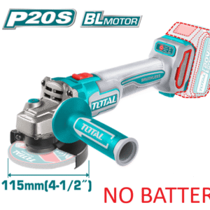 "TOTAL Cordless Angle Grinder 20V P20S Brushless (TAGLI1151) – 115mm, 1000W Max, Pa Bateri & Pa Karikues"