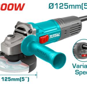 TOTAL Angle Grinder 900W Ø125mm me Rregullim Shpejtësie  Brushe Elektrike Profesionale për Prerje & Gërryerje Metali