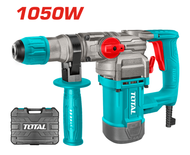 TOTAL Rotary Hammer 1050W SDS-Plus – Fuqi 5J, trup metalik, 3 funksione pune dhe kuti profesionale transporti