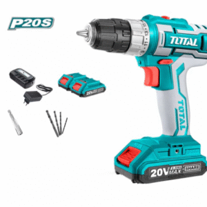 TOTAL P20S 20V Cordless Drill Driver Set – 45N·m, 2-Speed, Includes 2.0Ah Battery, Charger & Drill Bits