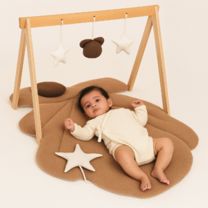 Kënd Lojë me Ngjyrë Kafe dhe Lodra për Foshnje