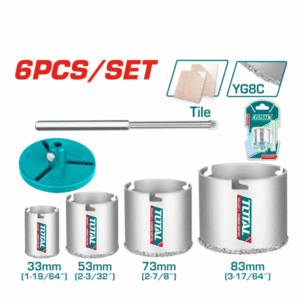 TOTAL Set Frezash për Pllaka – 6 copë