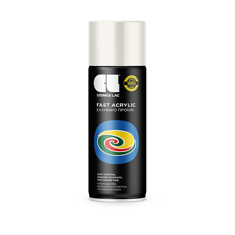 Cosmoslac Fast Acrylic – White Gloss | Spray Akrilik 400 ml