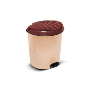 Kosh Plehrash Plastik 14 Litër – Me Pedal dhe Kapak, Dizajn Elegant (Ngjyrë Bezhë & Kafe)