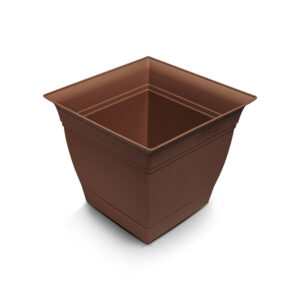 Vazo Plastike Katrorë 16 Litër – Ngjyrë Kafe, Natyrale dhe Rezistente për Bimë të Mëdha