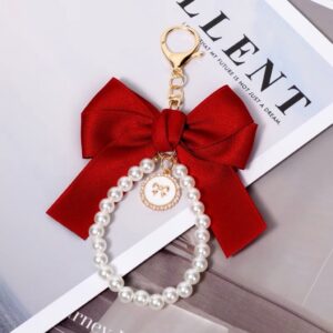 Çelës elegant me fjongo të kuqe & perla klasike